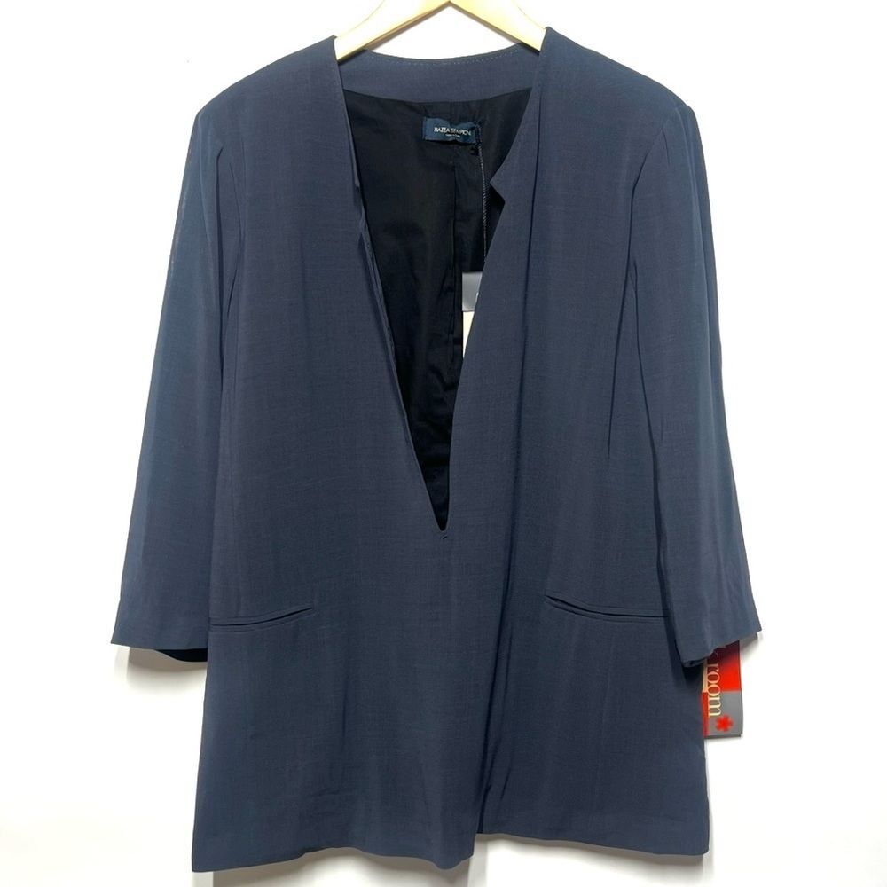 Piazza Sempione Wool Closed Front Blazer in Navy 10 NWT